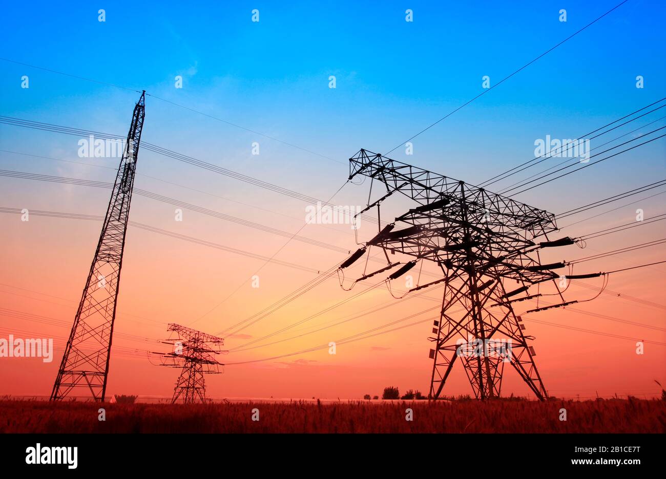 The evening of the pylon outline, is very beautiful Stock Photo - Alamy