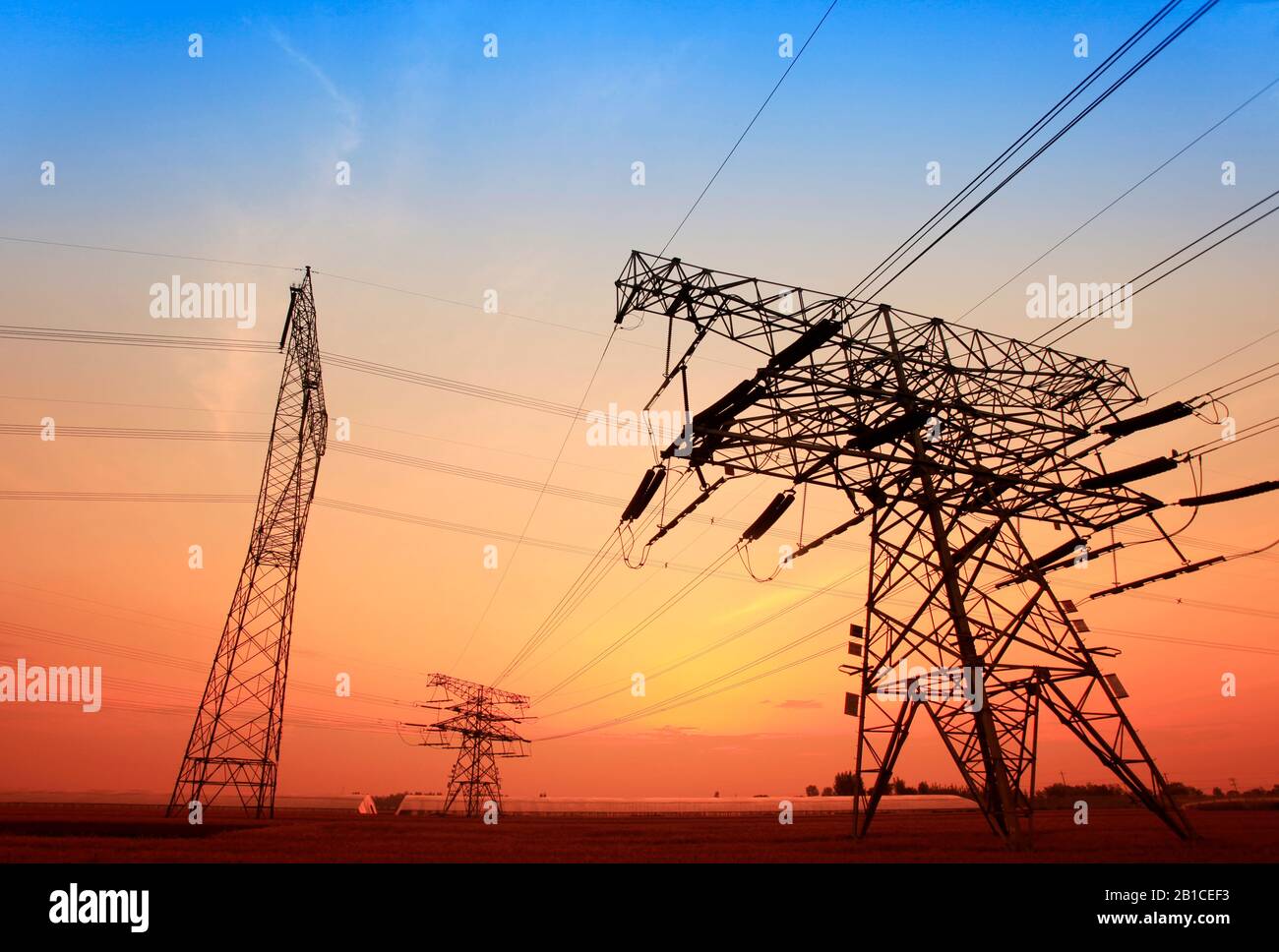 The evening of the pylon outline, is very beautiful Stock Photo - Alamy