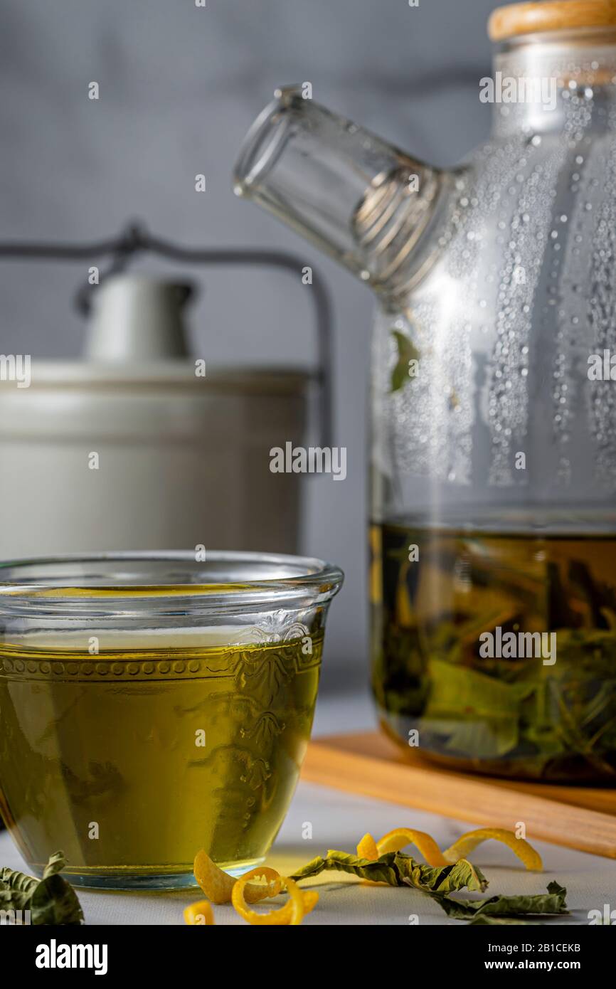 Greek Lemon Verbena tea Stock Photo Alamy