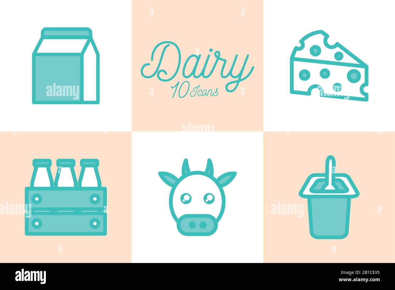 Isolated 10 dairy dou color style icon set vector design Stock Vector ...