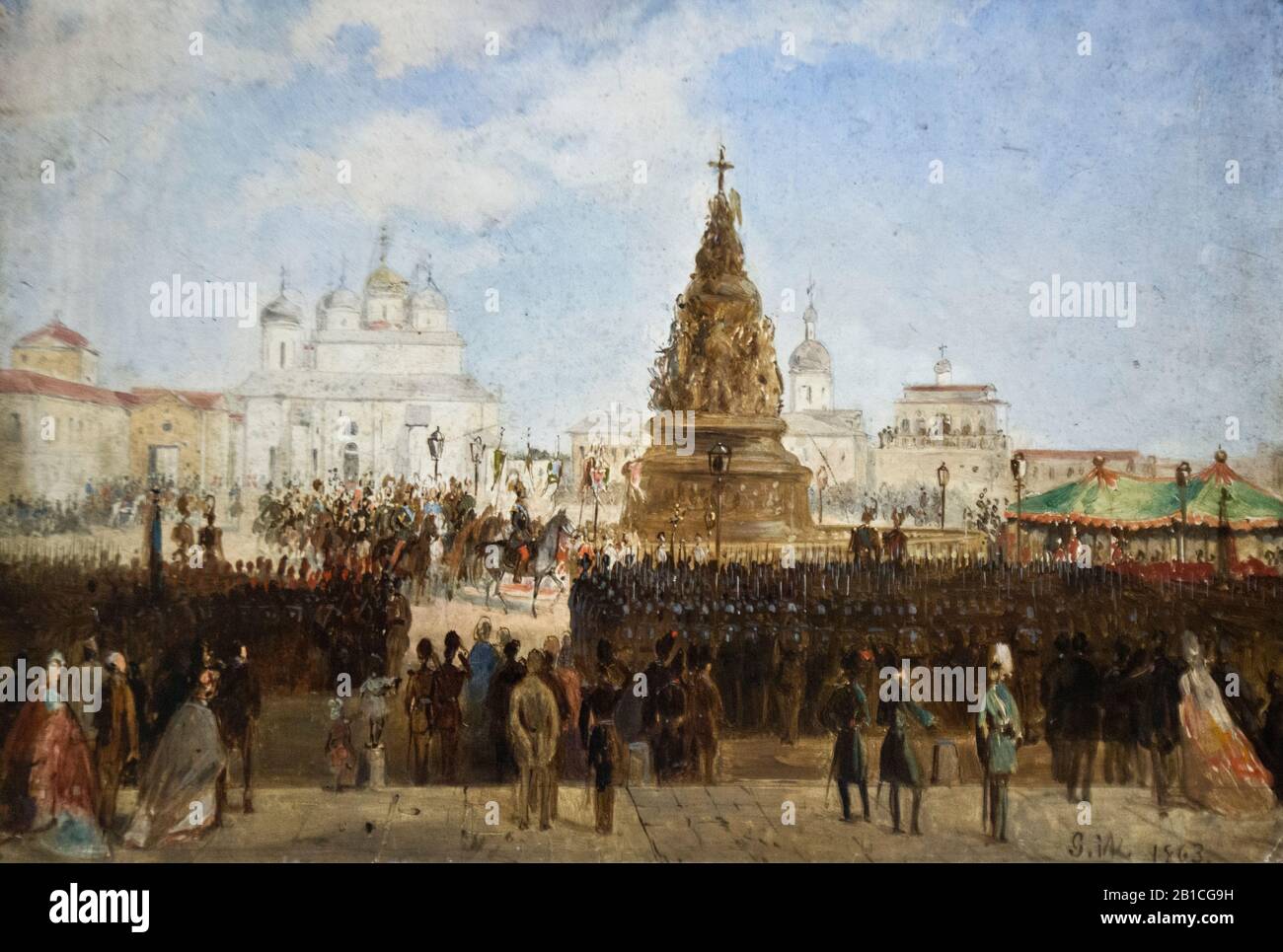 Bogdan Willewalde: Inauguration of the Memorial Thousand Years of Russia  in Novgorod (1863) Stock Photo
