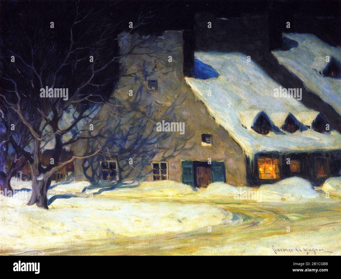 Gagnon streetscenequebecatnight1917 Stock Photo Alamy