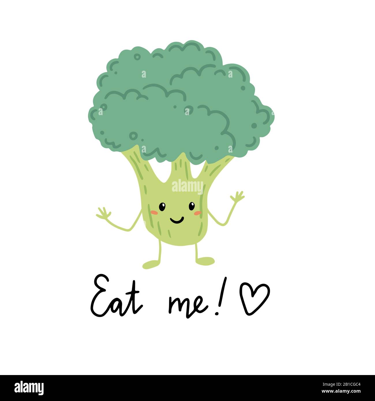 Broccoli funny cartoon character. Vector illustration isolated. Concept of healthy food, vegetarian. Broccoli have abstract, cartoon, hand drawn style. Stock Vector