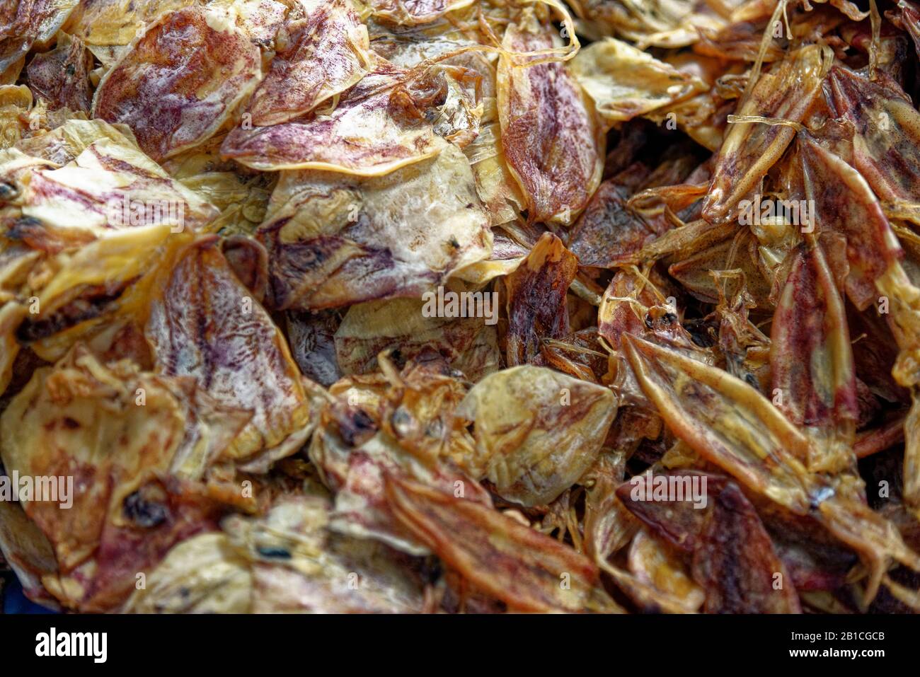 Dried seafood on sale in a thai street market in Bangkok, Thailand