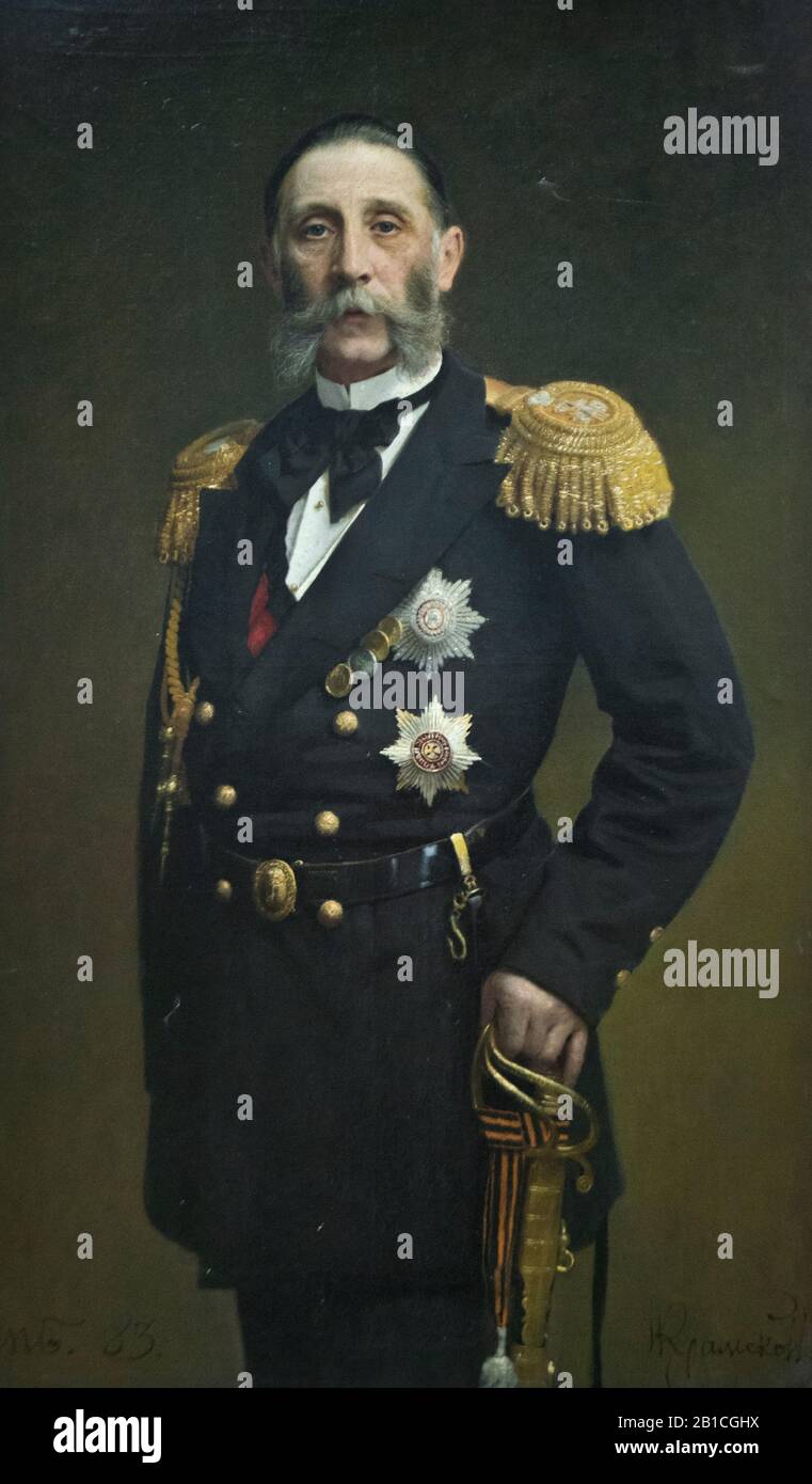 Ivan Kramskoy: Portrait of Samuil Alekseevich Greig (1883) Stock Photo