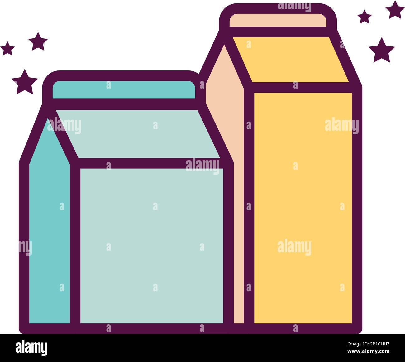 Isolated milk boxes line and fill style icon vector design Stock Vector ...