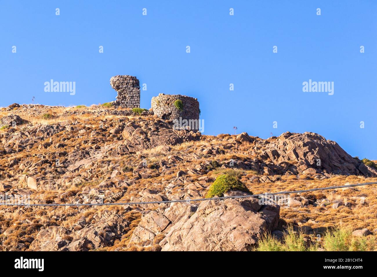 The ancient castle of Eressos, in Vigla area, in Skala Eressos, Lesvos island, Greece. Stock Photo