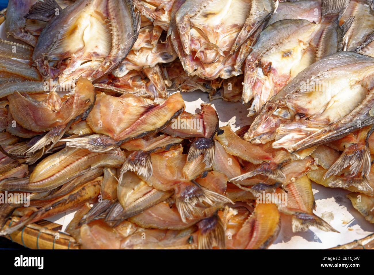 Dried seafood on sale in a thai street market in Bangkok, Thailand