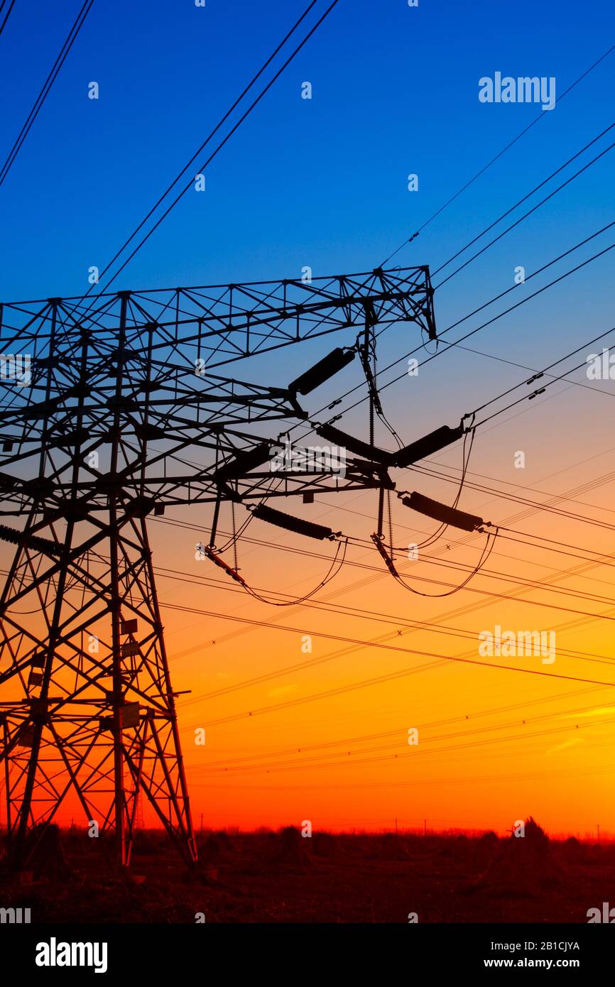 The evening of the pylon outline, is very beautiful Stock Photo - Alamy