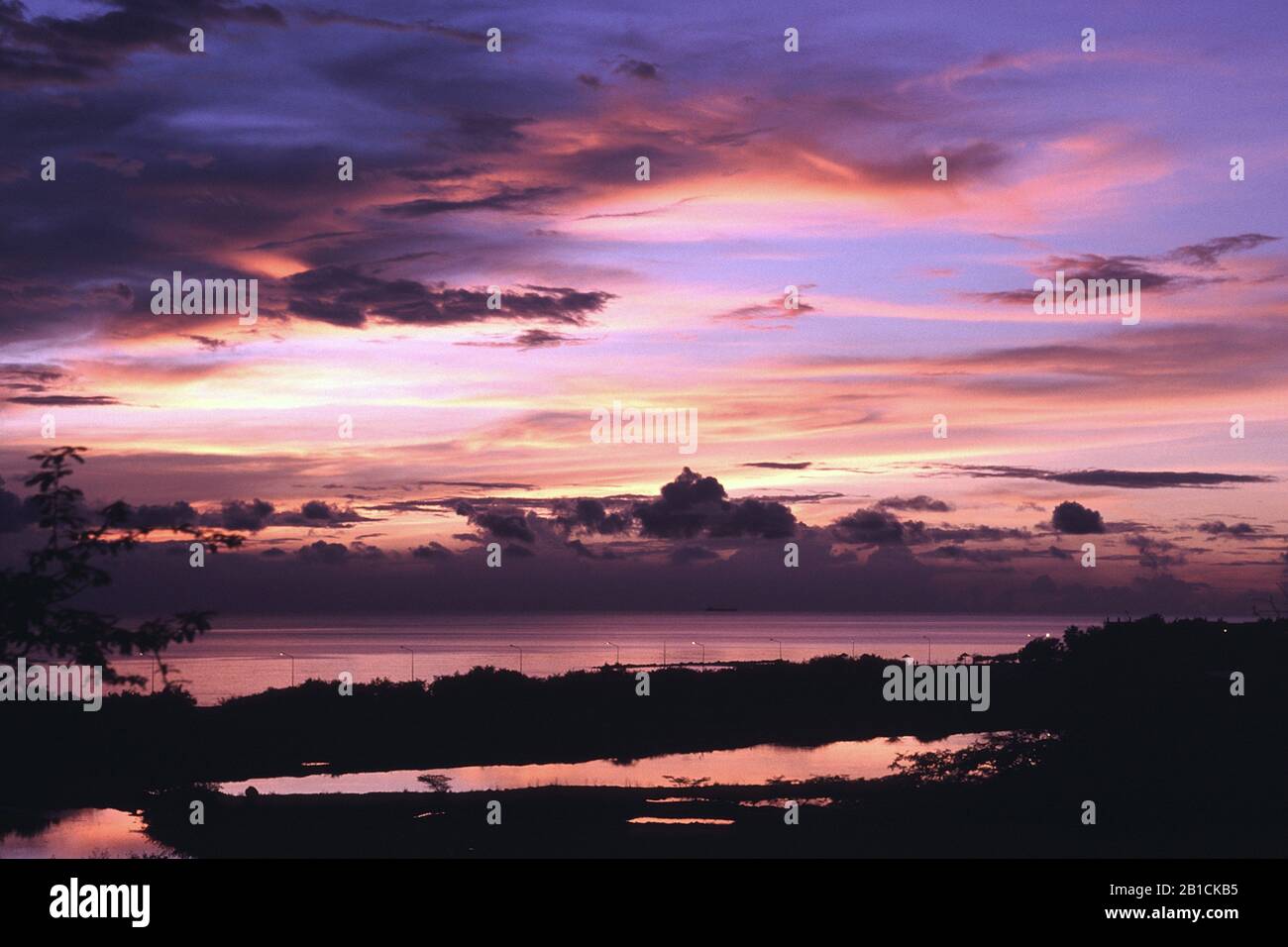 sunset at Willemstad, Netherlands Antilles, Curacao, Willemstad Stock Photo