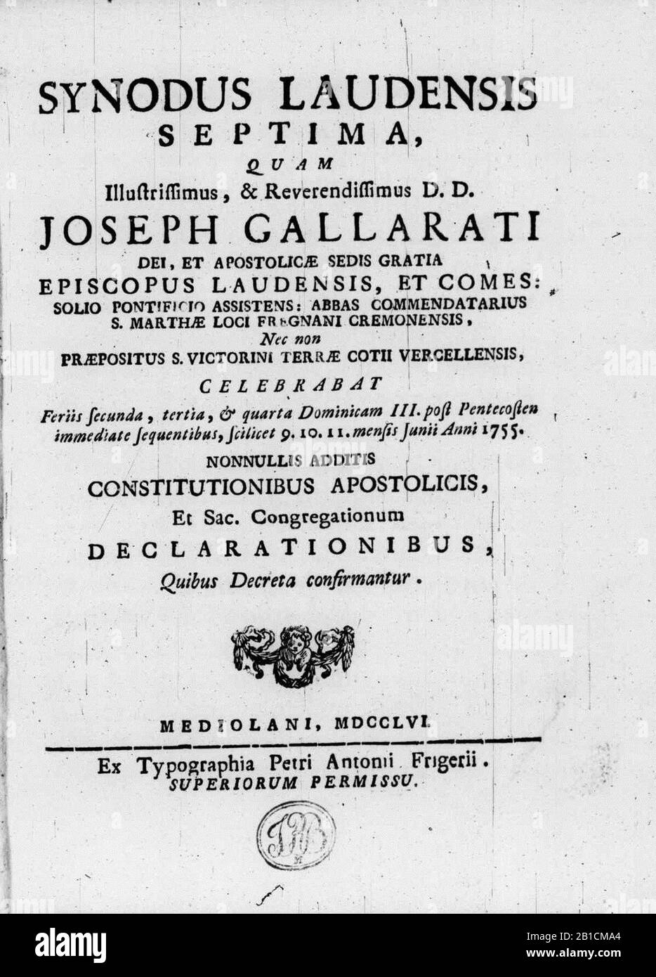 Gallarati, Giuseppe – Synodus Laudensis septima, 1756 – BEIC 15139679. Stock Photo