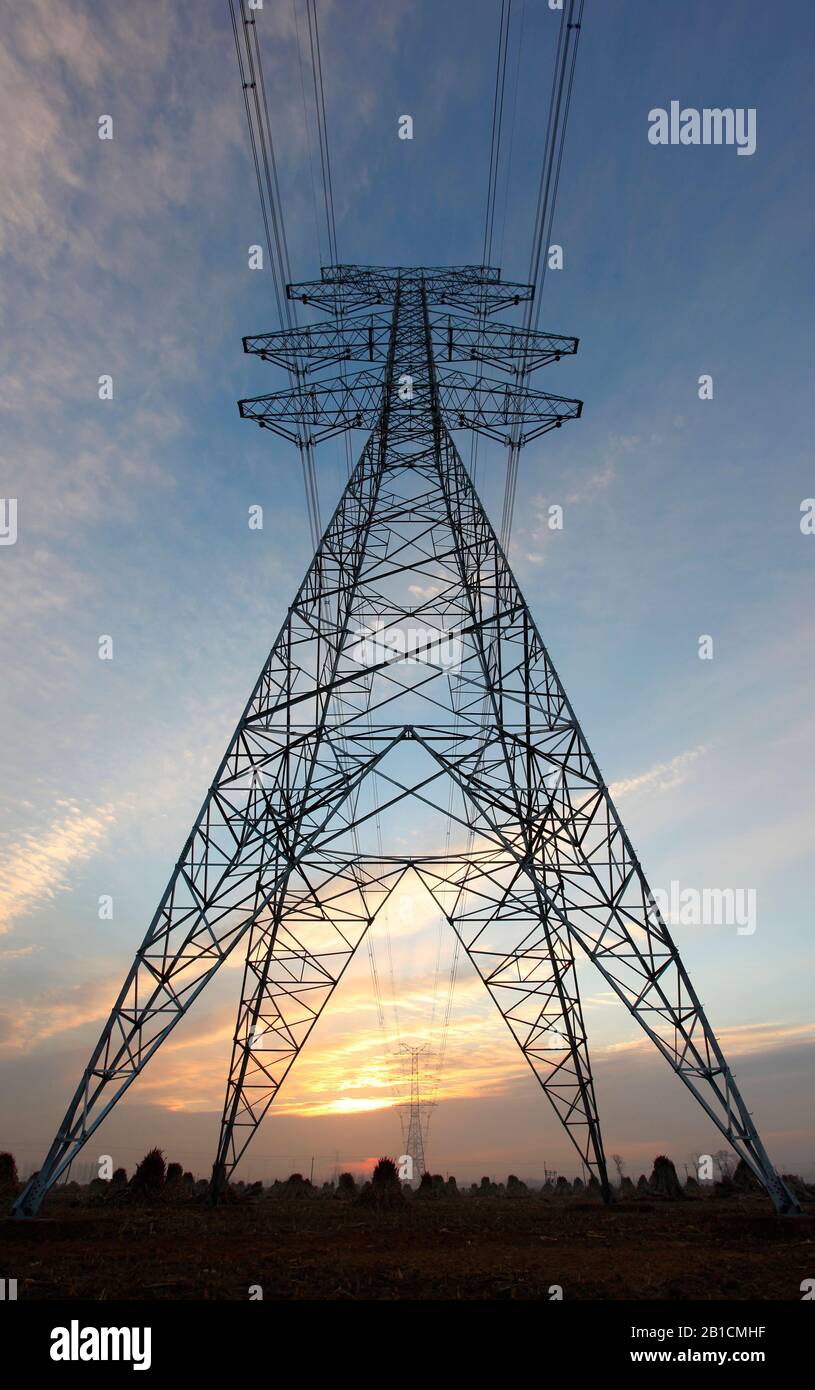 The evening of the pylon outline, is very beautiful Stock Photo - Alamy