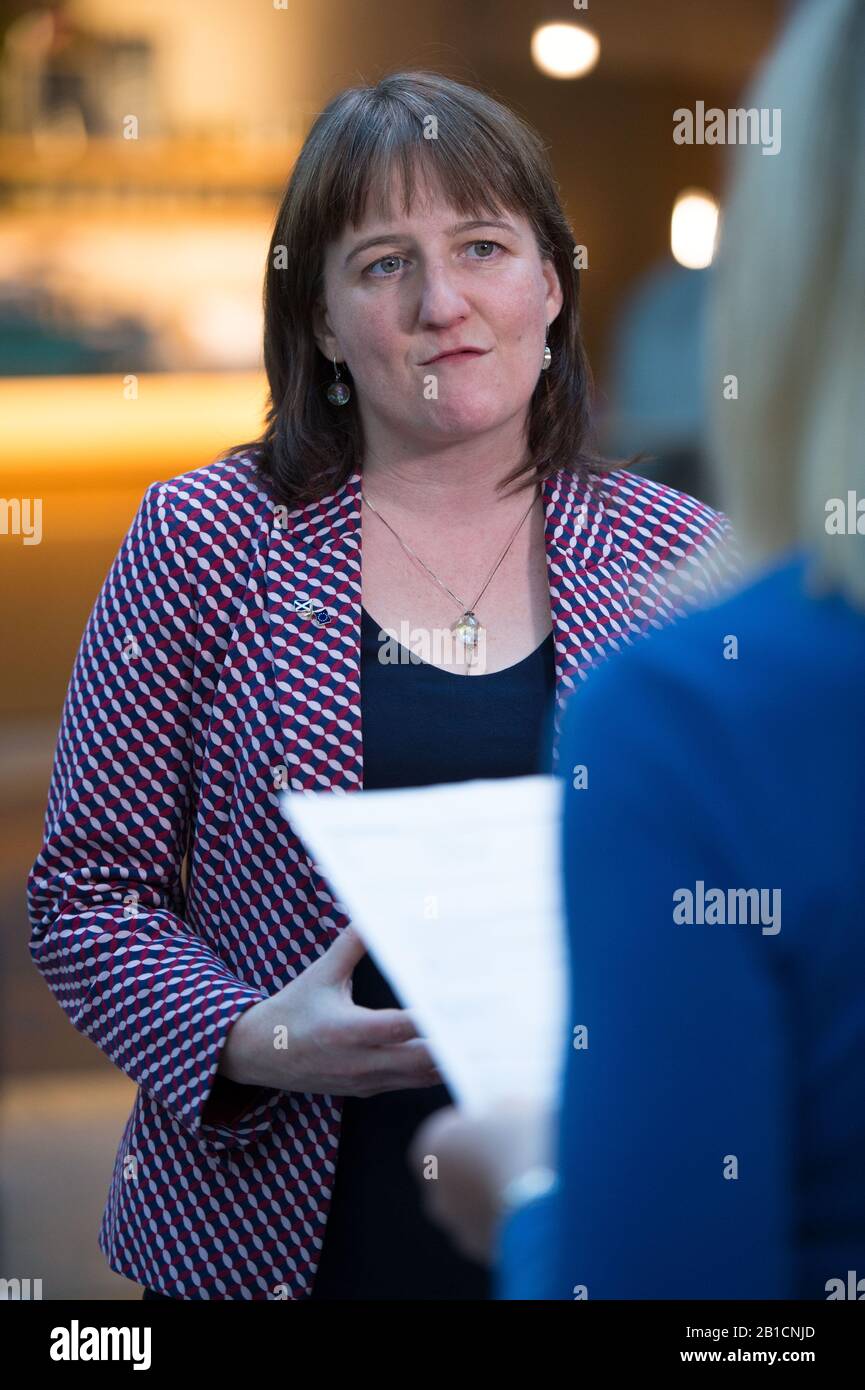 Edinburgh, UK. 28 November 2019. Pictured: Maree Todd MSP - Children’s Minister.  Children as young as eight can have a criminal record in Scotland, albeit via the decisions of children's hearings rather than the courts.  Campaigners have called for the Scottish government to raise it further, to either 14 or 16.  Maree Todd MSP - Children’s Minister has set up a new panel to explore raising the threshold again within three years. in the Scottish Parliament. Credit: Colin Fisher/Alamy Live News. Stock Photo