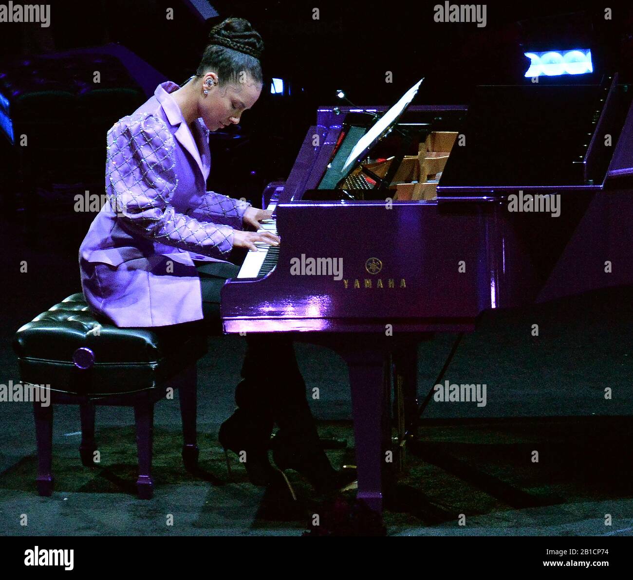 Los Angeles, United States. 24th Feb, 2020. Alicia Keys plays Beethoven's  'Moonlight Sonata' on the piano during the Celebration of Life for Kobe and  Gianna Bryant memorial ceremony at Staples Center in