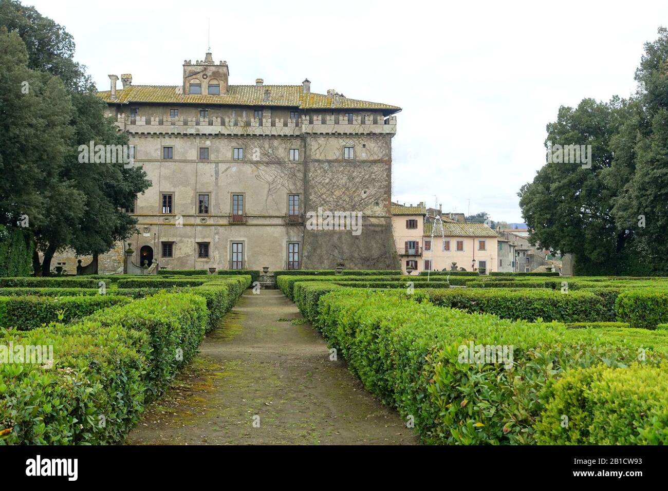 Garden view - Castello Ruspoli - Vignanello, Italy - Stock Photo