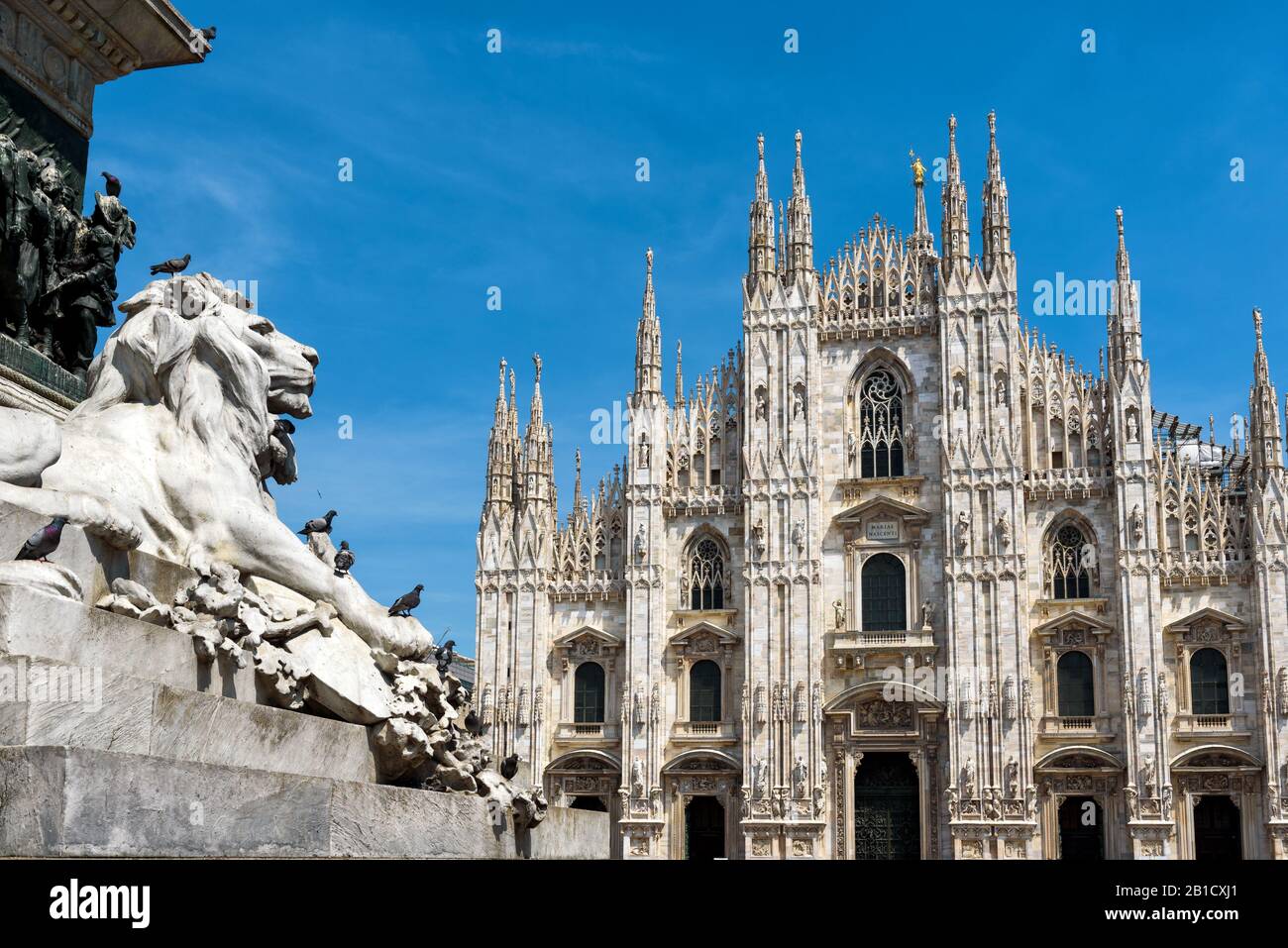 Piazza del Duomo with Milan Cathedral (Duomo di Milano) in Milan, Italy. Milan Duomo is the largest church in Italy. Stock Photo