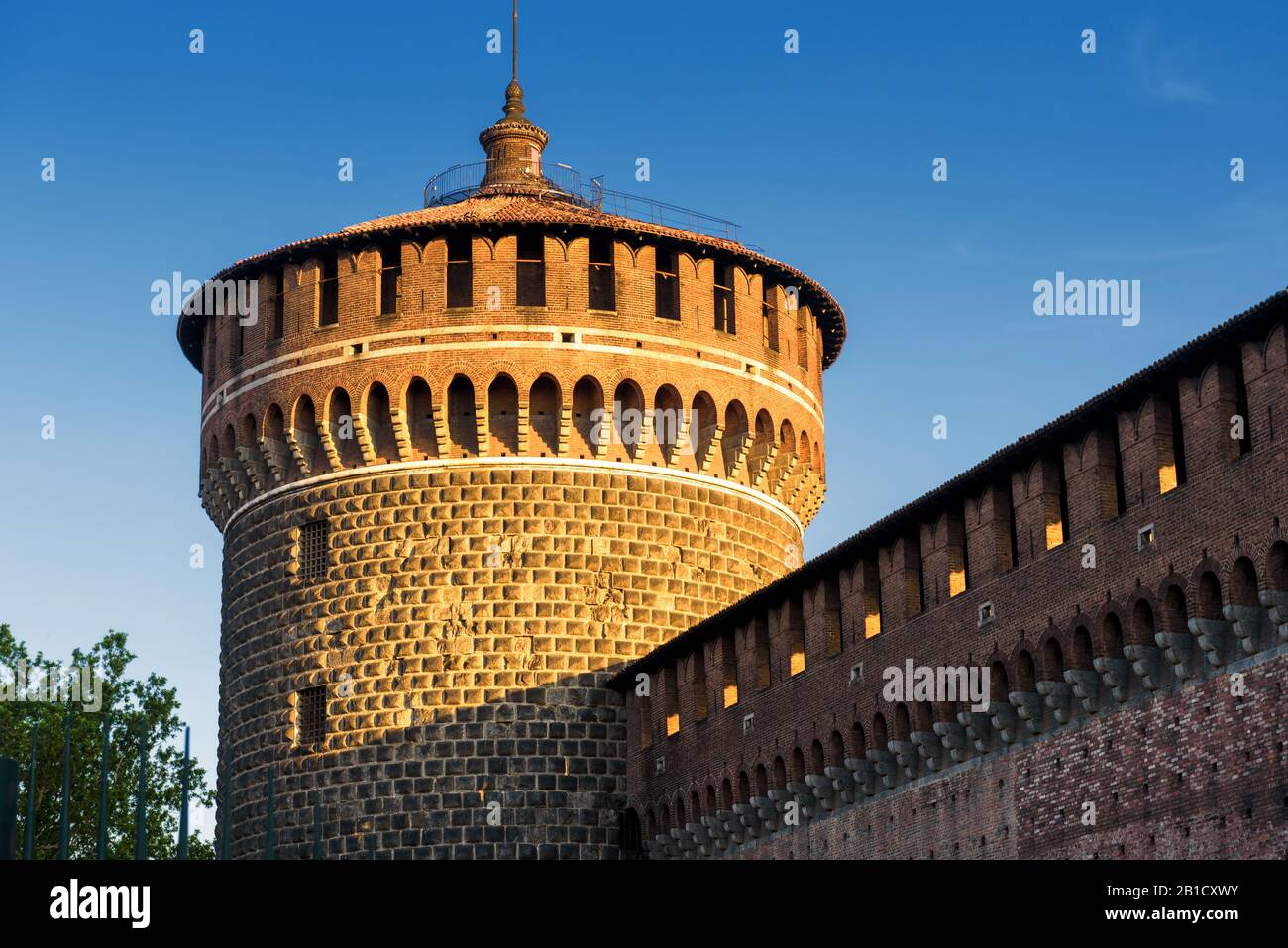 Sforza Castel (Castello Sforzesco) in Milan, Italy. This castle was built in the 15th century by Francesco Sforza, Duke of Milan. Stock Photo
