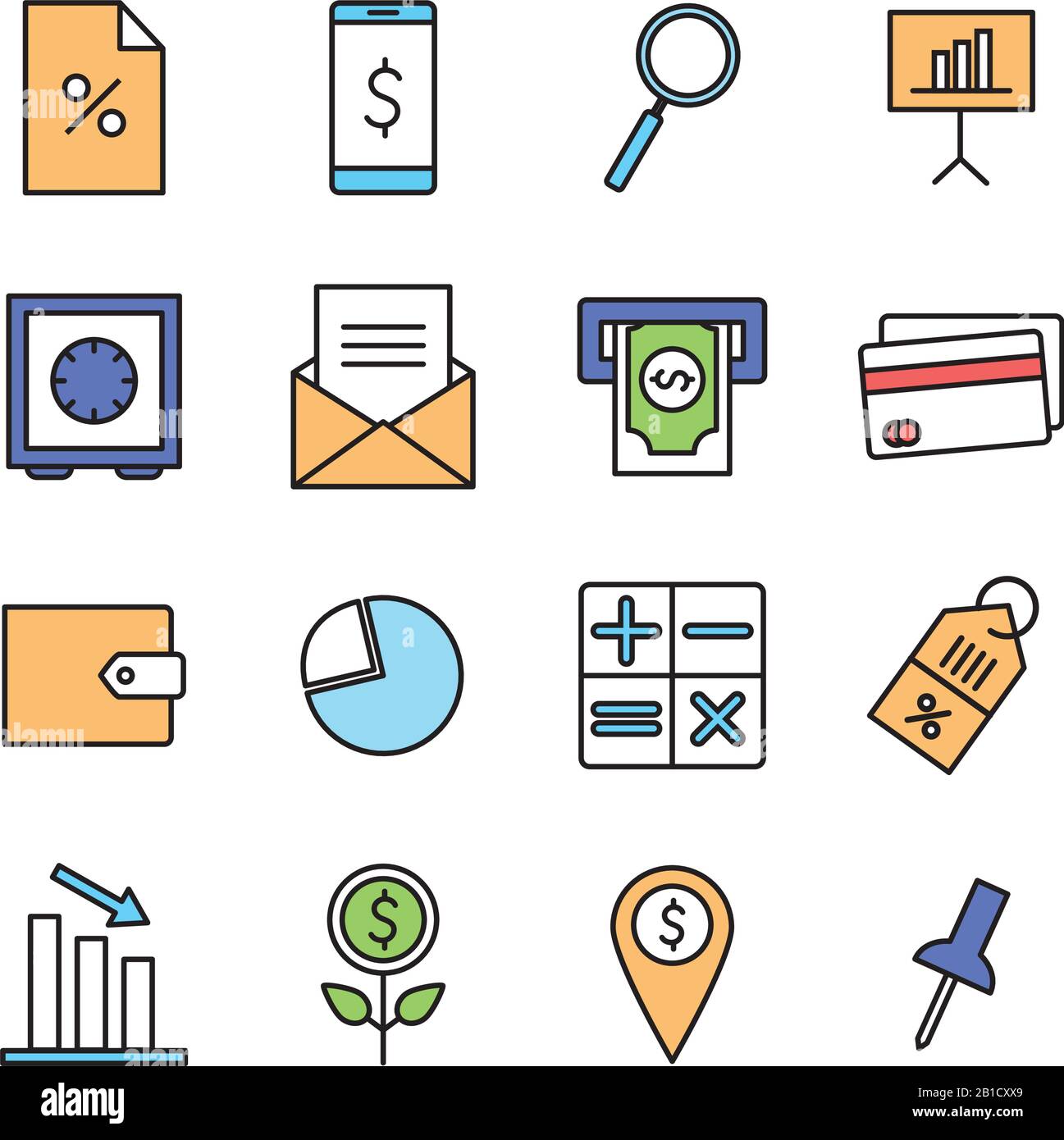 Isolated money line and fill style icon set vector design Stock Vector ...