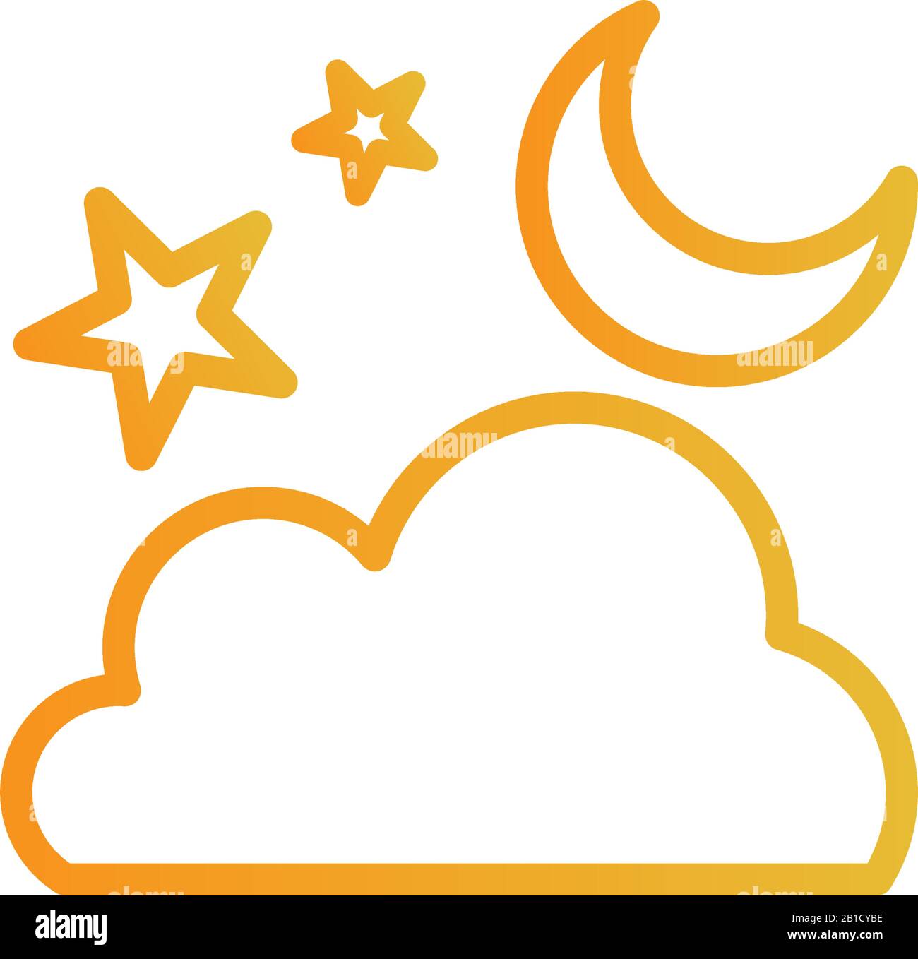 Isolated moon stars and cloud gradient style icon vector design Stock ...