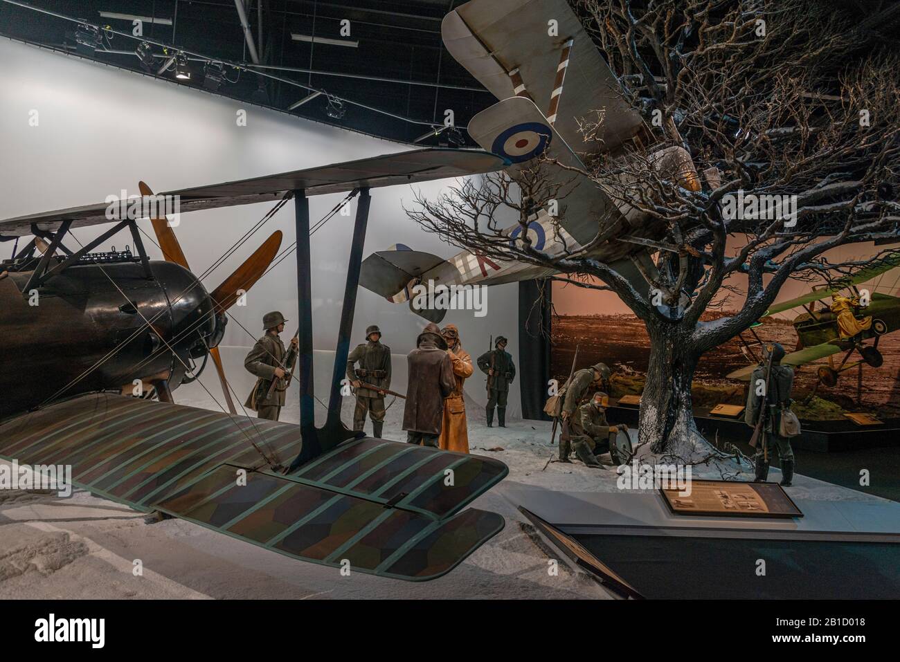 A WWI exhibit of a crashed Nuieport at the Aviation Heritage Museum at Omaka, Marlborough New Zealand. Stock Photo