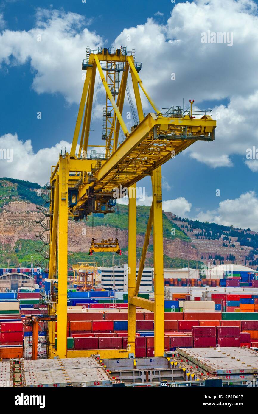 Spanish Container Ship BARCELONA, SPAIN - May 22, 2009: Freighters now carry most of the world ...