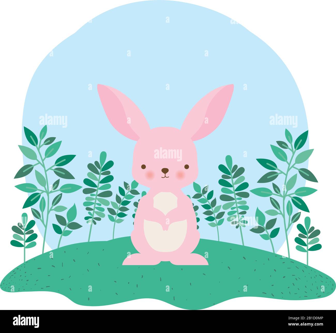 Cute rabbit cartoon with leaves vector design Stock Vector Image & Art ...