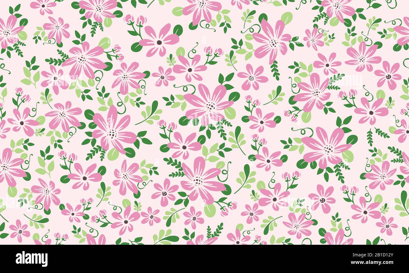 Seamless floral pattern background for spring, with modern leaf and ...