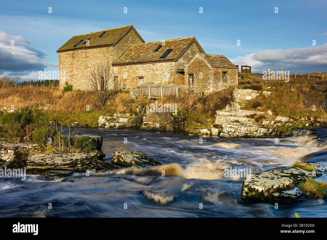 The river Thurso and Dale Mill at Westerdale, Caithness, Scotland, UK Stock Photo