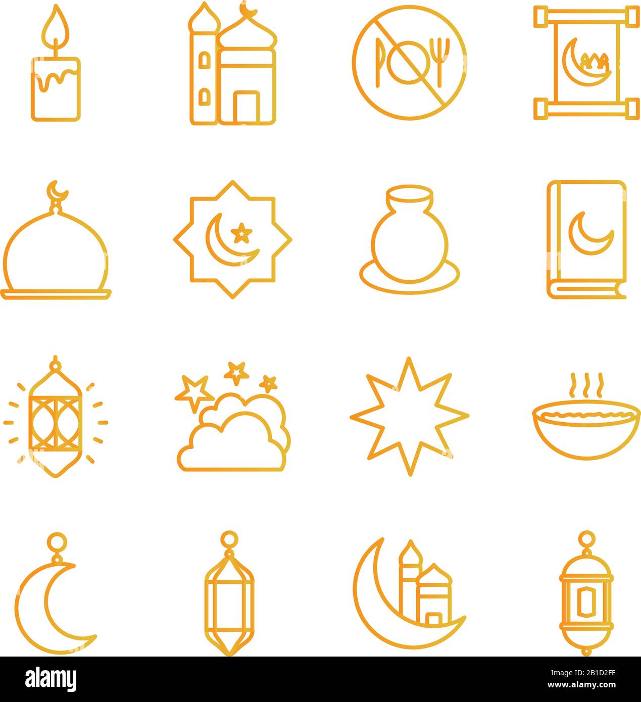 Ramadan gradient style icon set vector design Stock Vector
