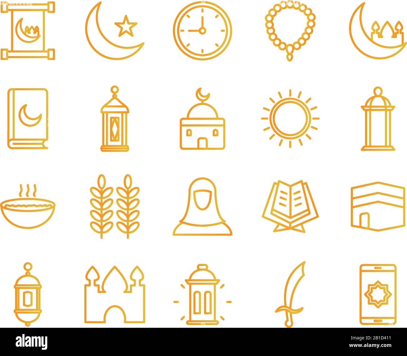 Ramadan gradient style icon set vector design Stock Vector