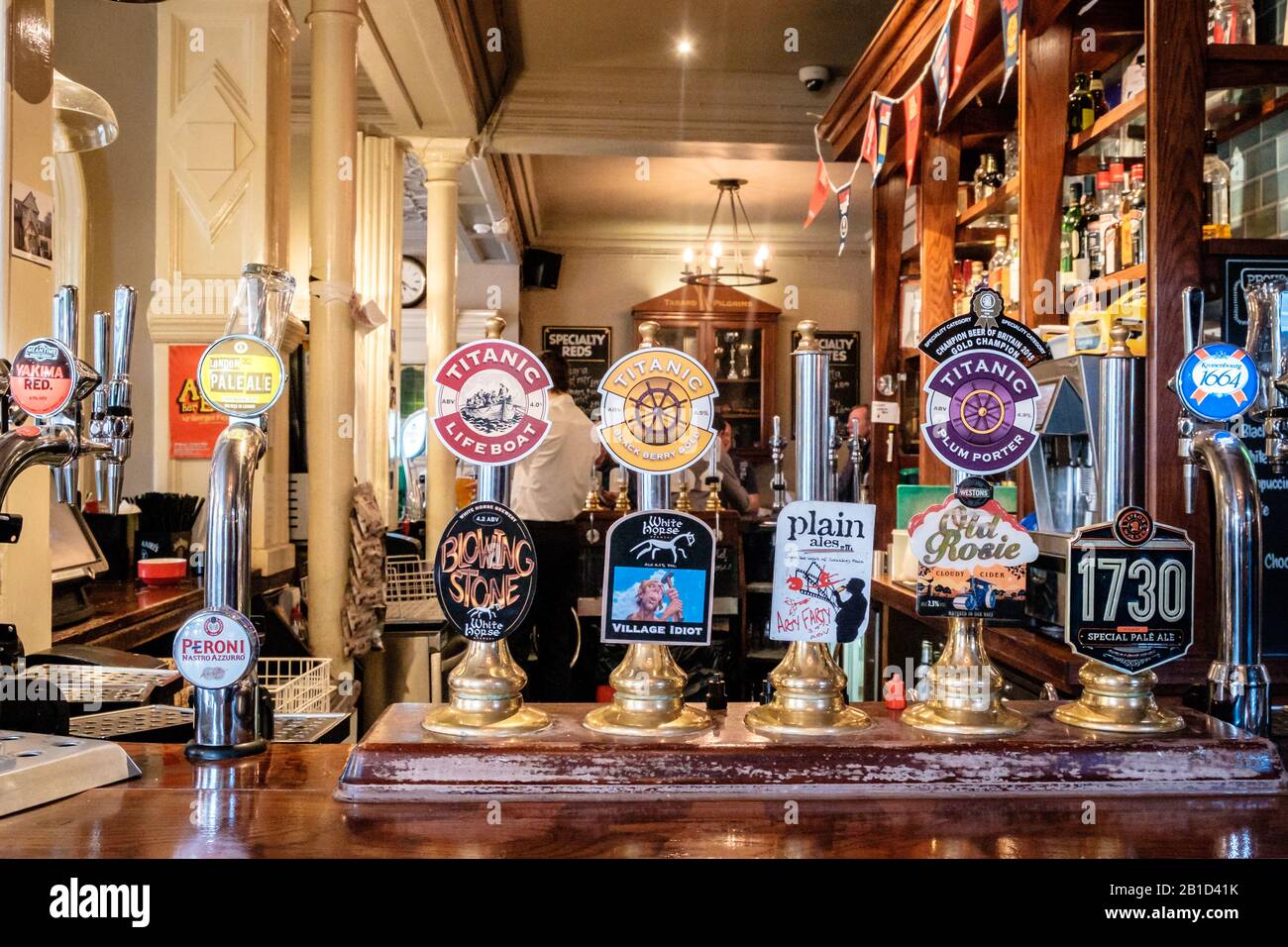 The Tabard Pub in Chiswick, London, famous for serving branded draught beers. Stock Photo