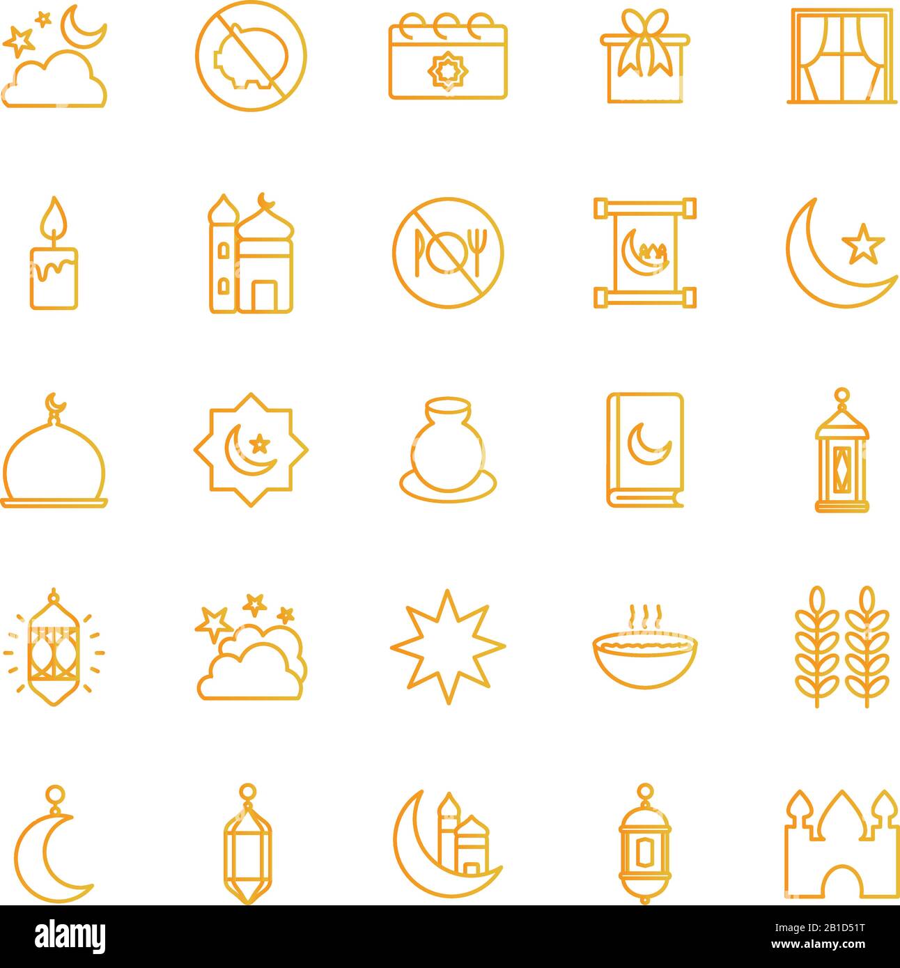 Ramadan gradient style icon set vector design Stock Vector