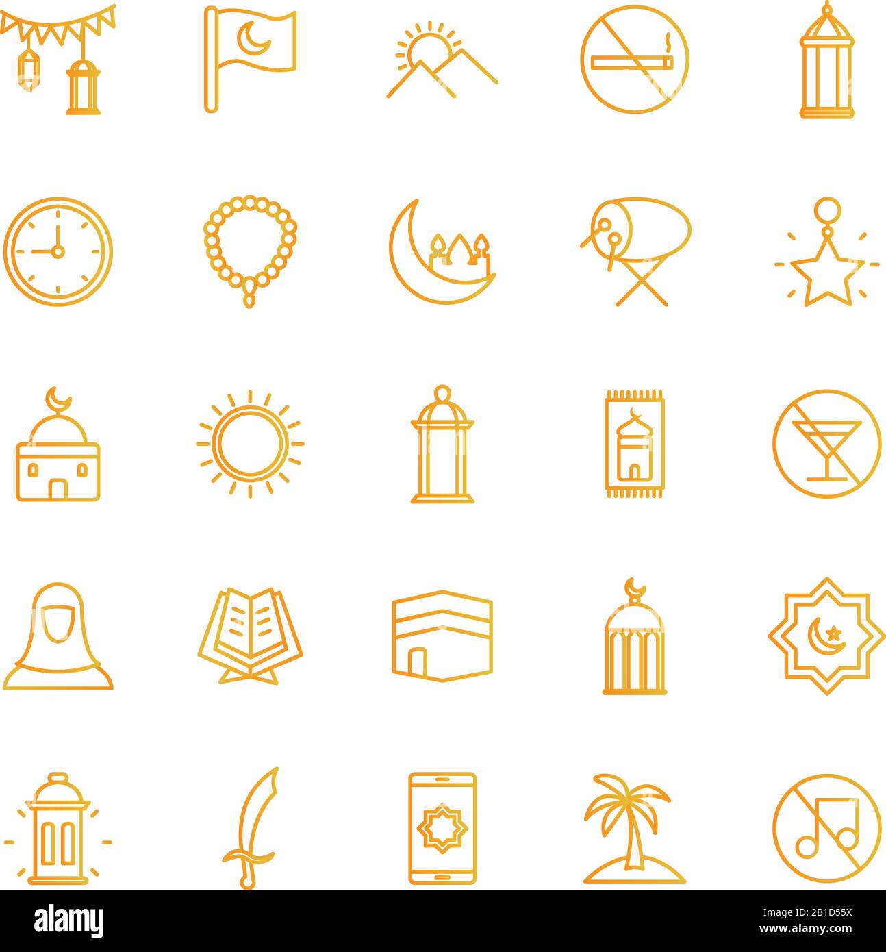 Ramadan gradient style icon set vector design Stock Vector