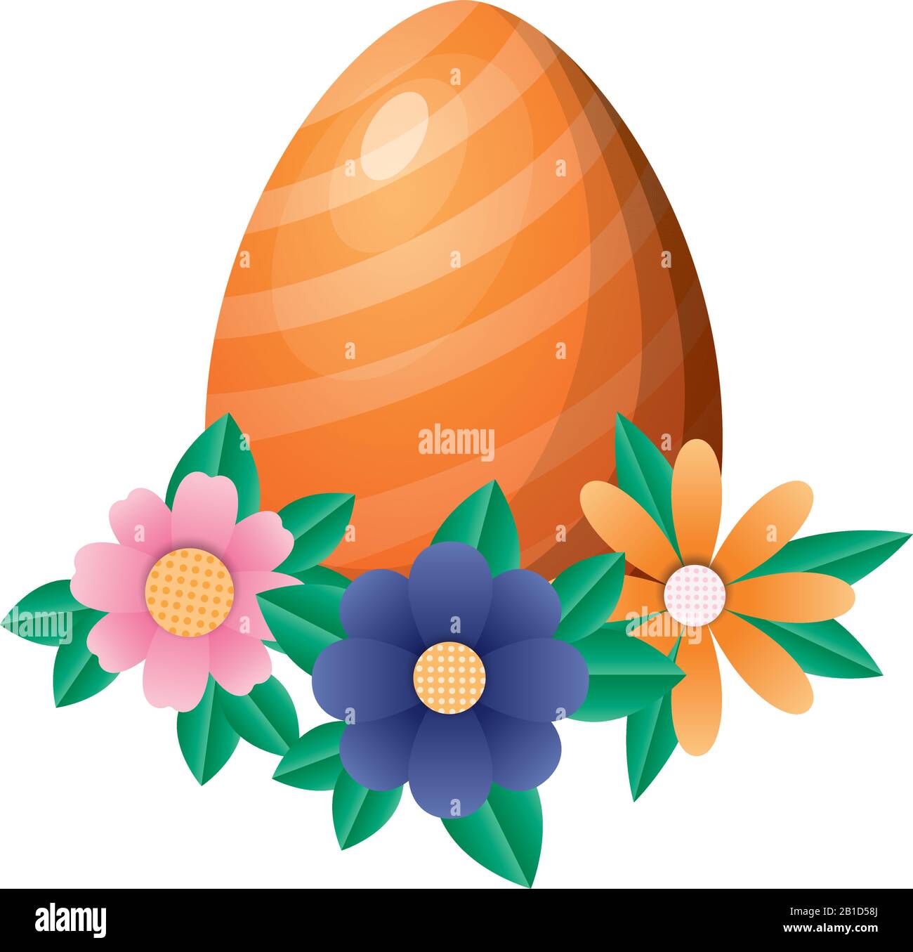 Happy easter egg with flowers and leaves vector design Stock Vector ...
