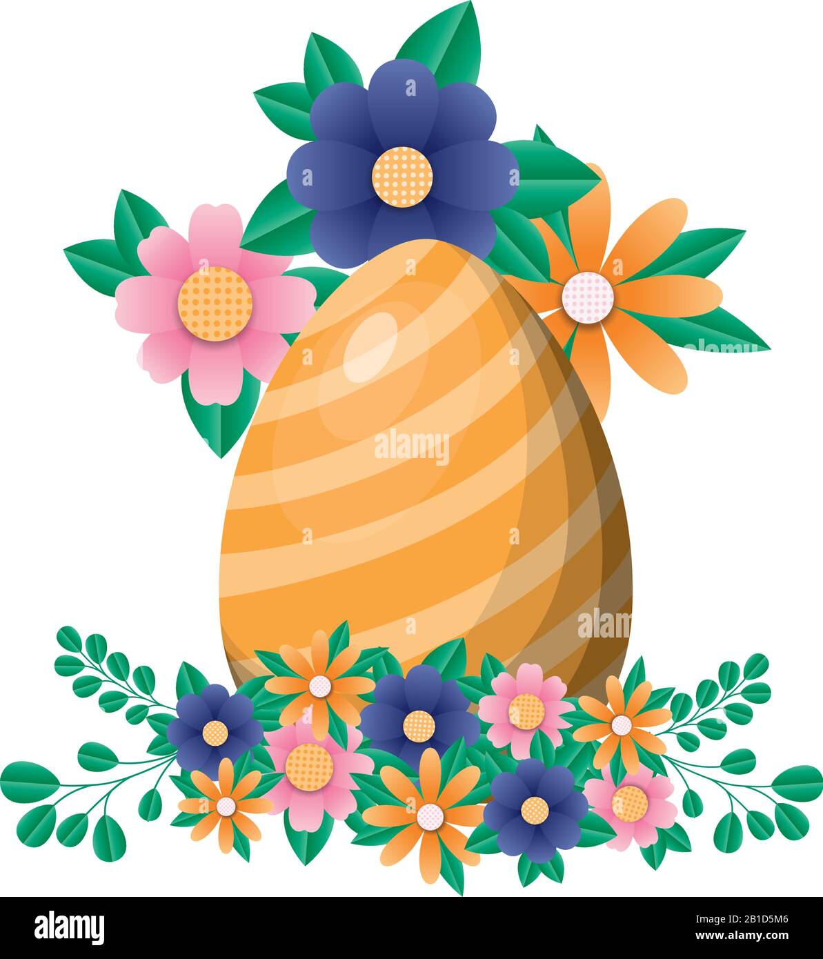 Happy easter egg with flowers and leaves vector design Stock Vector ...