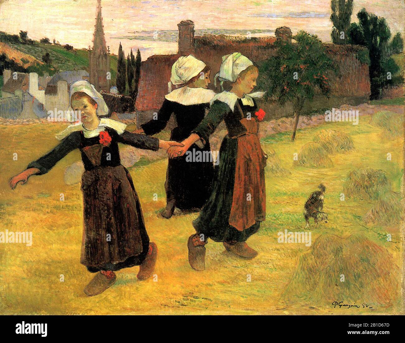 Breton Girls Dancing, Pont-Aven 1888 (The Dance of the Little Breton Women) 19th Century Paul Gauguin Painting, Very high resolution and quality image Stock Photo