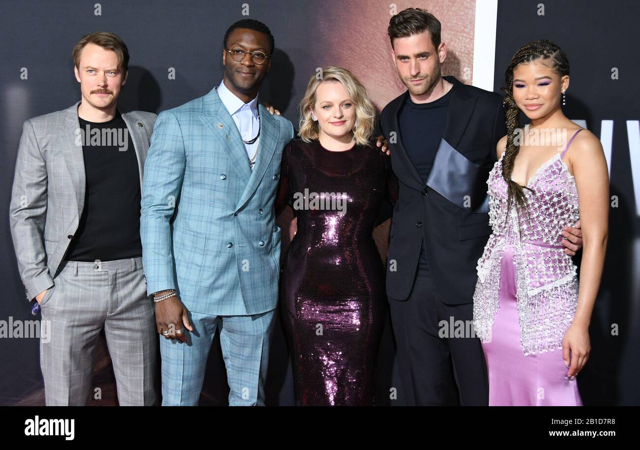 24 February 2020 - Hollywood, California - Michael Dorman, Aldis Hodge, Elizabeth Moss, Oliver Jackson-Cohen, Storm Reid. ''The Invisible Man'' Los Angeles Premiere held at the TCL Chinese Theatre. (Credit Image: © Birdie Thompson/AdMedia via ZUMA Wire) Stock Photo