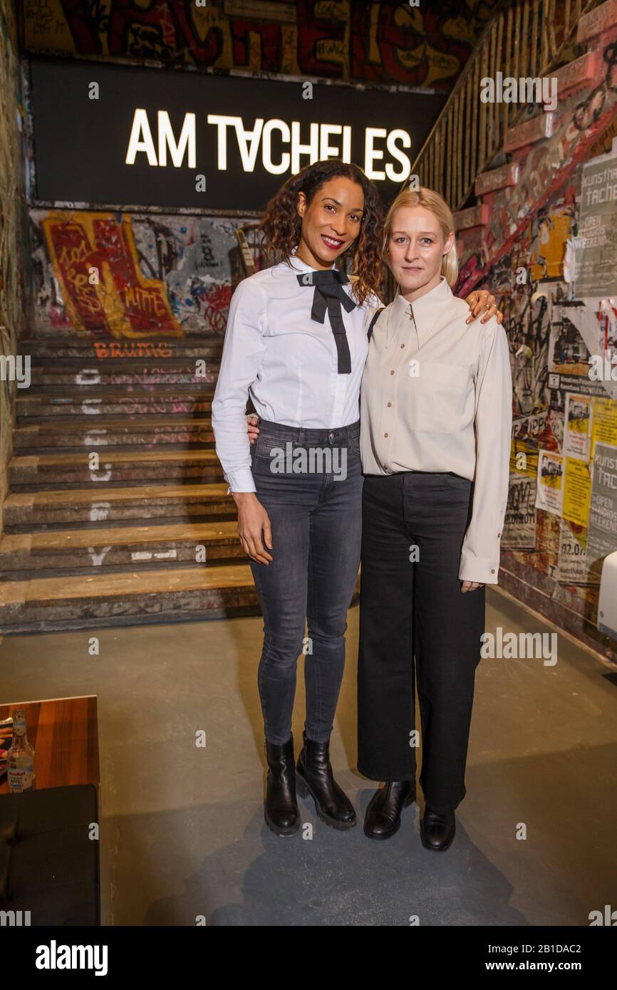 Berlin, Germany. 24th Feb, 2020. 70th Berlinale, Am Tacheles 'Filmlounge': Annabelle Mandeng (l) and Mira Uszkureit at the Filmlounge at am Tacheles. The International Film Festival takes place from 20.02. to 01.03.2020. Credit: Gerald Matzka/dpa-Zentralbild/ZB/dpa/Alamy Live News Stock Photo