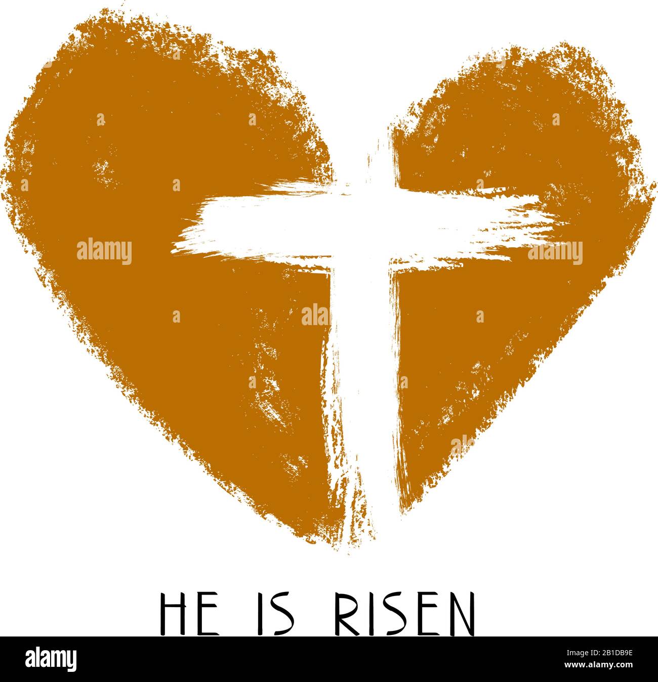 Cross And Heart And Calligraphic Text Logo Easter Religious Symbol Of