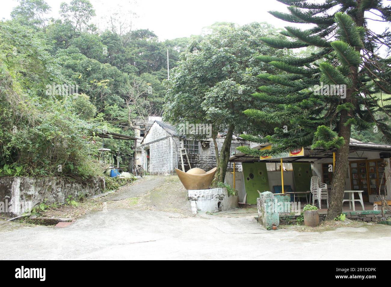 Abandoned Tea Gardens Restaurant near Wisdom Path, Lantau Island Stock Photo