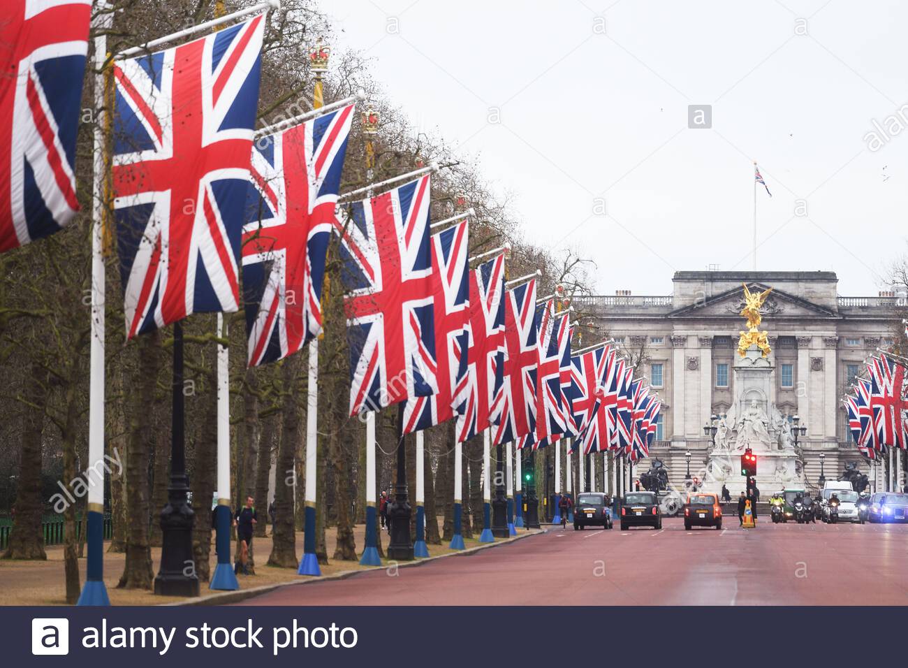 File Photo 31 01 20 Of Union Flags Line The Mall Leading To Buckingham Palace In