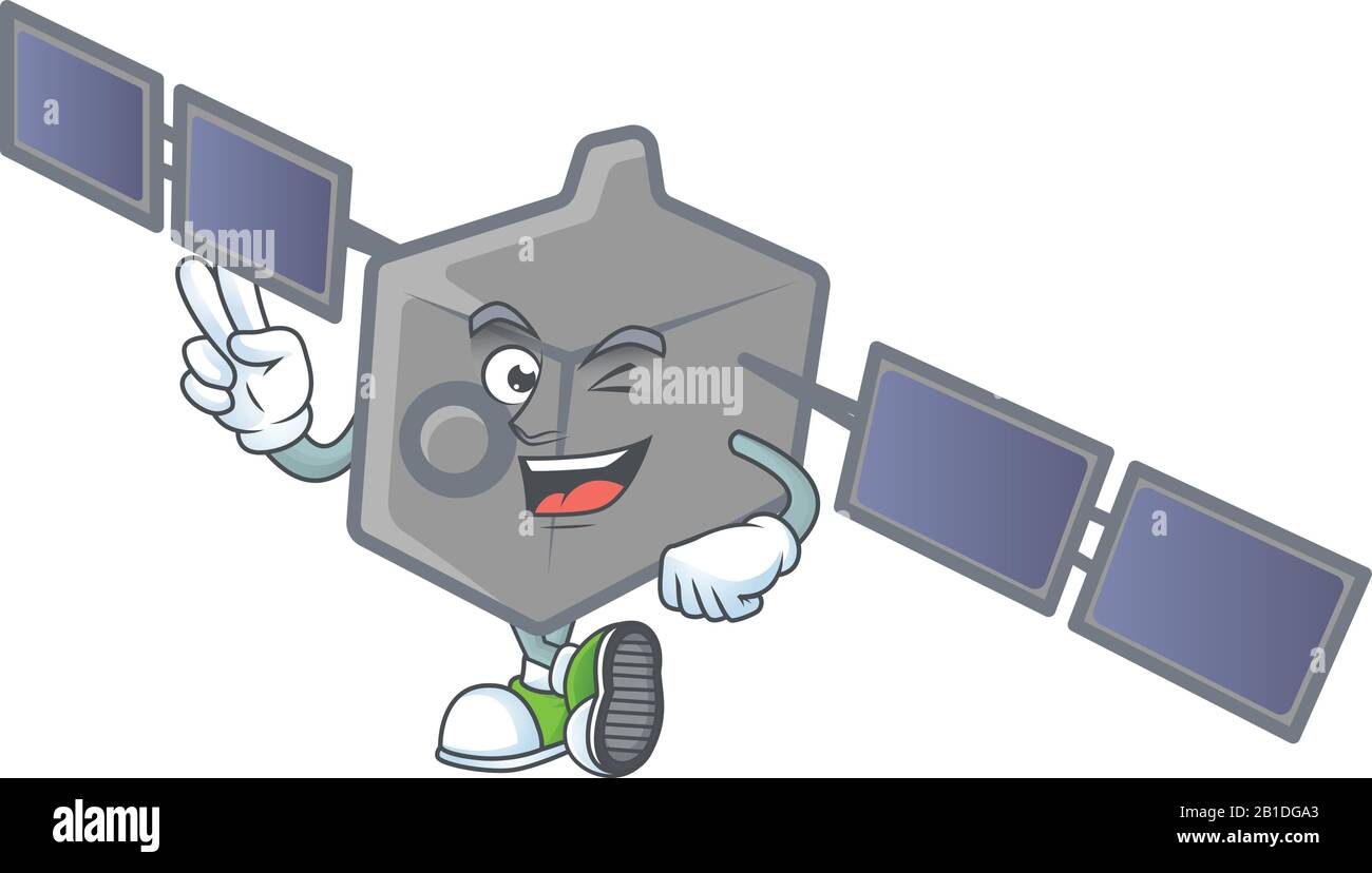 Cute cartoon mascot picture of satellite network with two fingers Stock  Vector Image & Art - Alamy