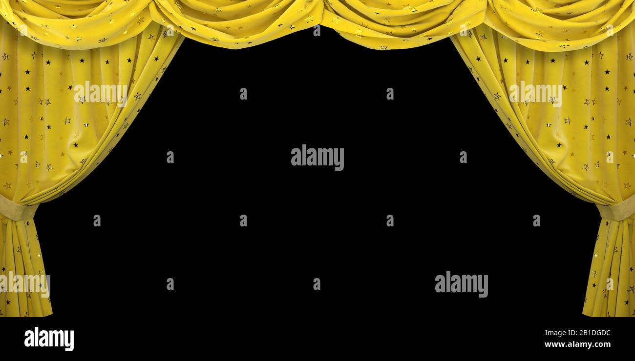 Yellow velvet curtain on black background. By separating the curtains from  the black background you will get a beautiful presentation for home photos  Stock Photo - Alamy