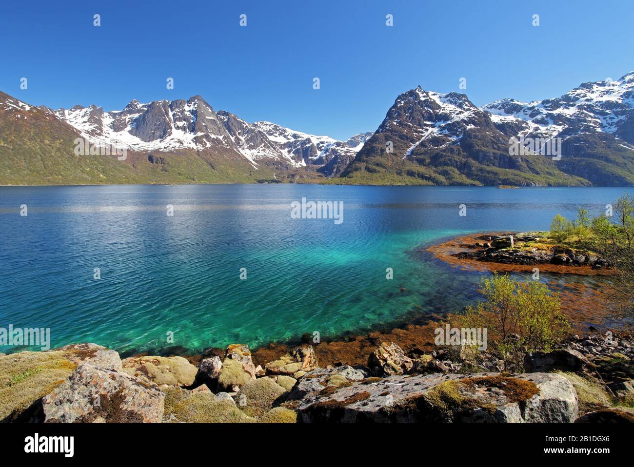 Moutain and lake sea landcape in Norway Stock Photo