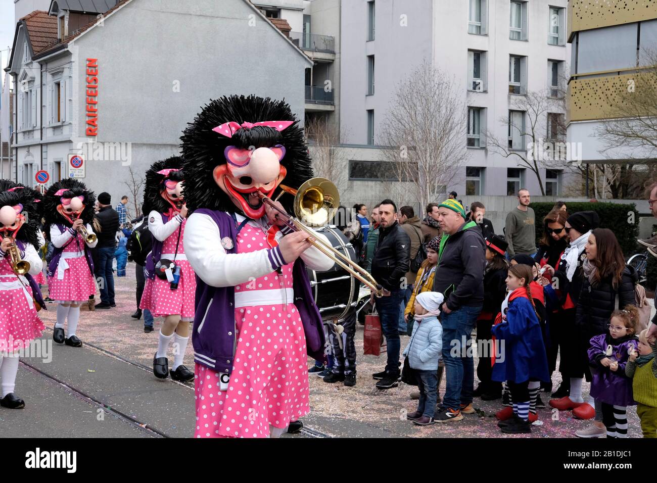 A carnival parade in Allschwil, Basel landschaft, Switzerland Stock Photo