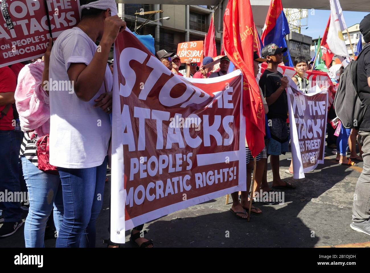 Metro Manila, Philippines. 24th Feb, 2020. People Power Anniversary after 34 years. Protest against President Duterte to stop the attack on the democracy of the people. Credit: George Buid/ZUMA Wire/Alamy Live News Stock Photo