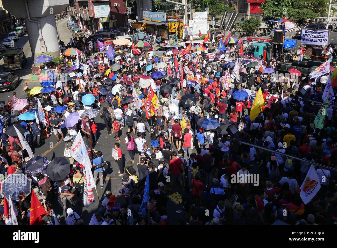 Metro Manila, Philippines. 24th Feb, 2020. People Power Anniversary after 34 years. Instead a protest to oust President Duterte held by different group and sectors at Mendiola Peace Arch. Credit: George Buid/ZUMA Wire/Alamy Live News Stock Photo