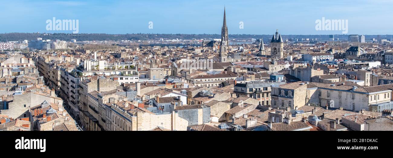Bordeaux in France, aerial view of the Saint-Michel basilica and the Grosse Cloche in the center Stock Photo