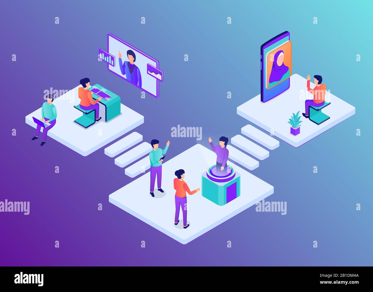 modern business process workflow with team people work in office with  isometric flat style vector Stock Photo - Alamy