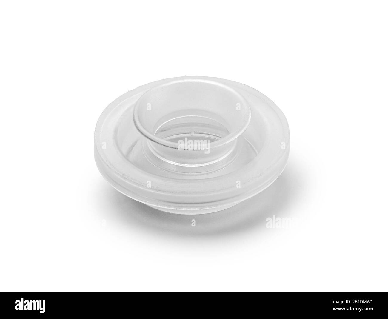 White plastic pouring stopper for an oil bottle, isolated on white background Stock Photo